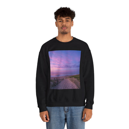 Sunrise Beach Moon Purple Clouds Sweatshirt