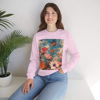 Floating Butterfly Sweatshirt - Cozy Unisex Crewneck for Nature Lovers, Spring Fashion, Gift, Outdoor Adventures, Seasonal Wear