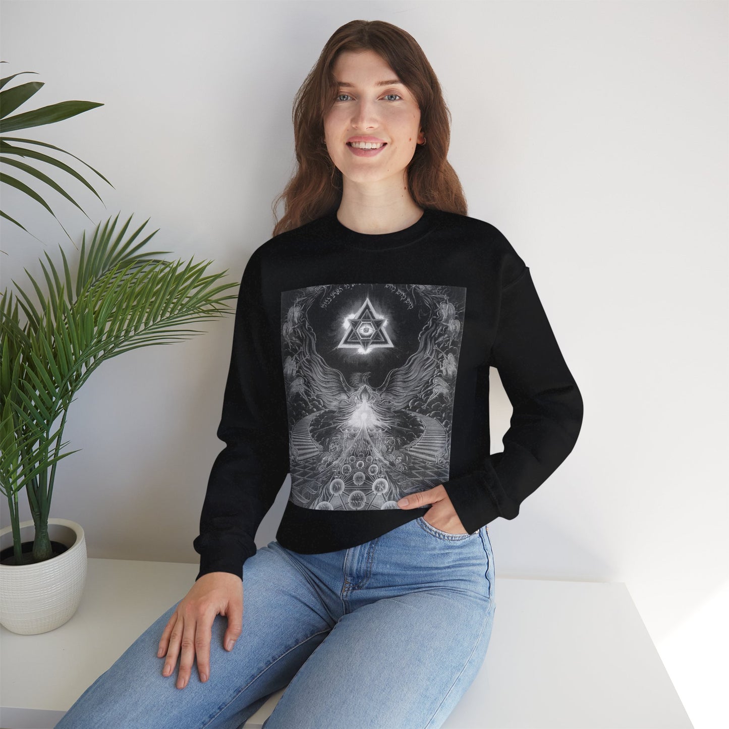 Cosmic Vibes Crewneck Sweatshirt, Unisex Graphic Sweater, Spiritual Gift, Astrology Apparel, Festival Wear, Comfort Fashion