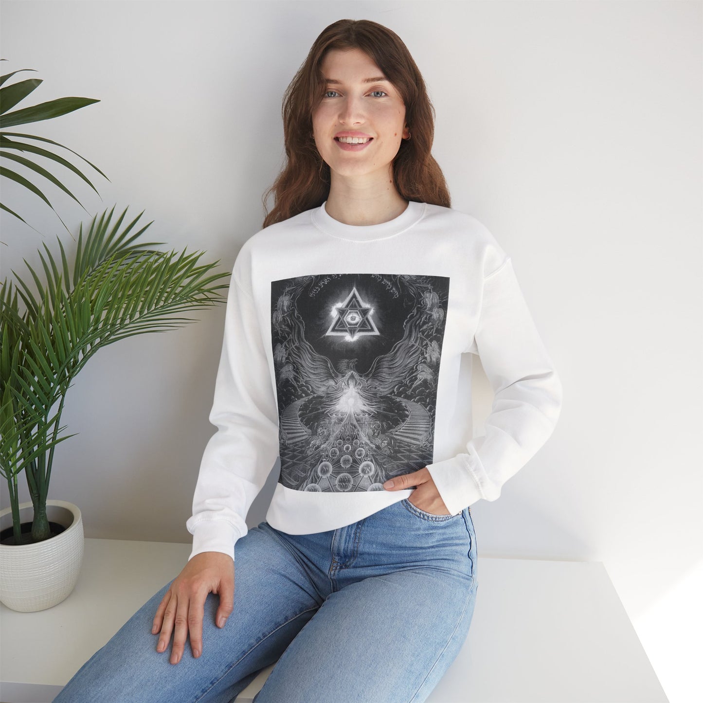 Cosmic Vibes Crewneck Sweatshirt, Unisex Graphic Sweater, Spiritual Gift, Astrology Apparel, Festival Wear, Comfort Fashion