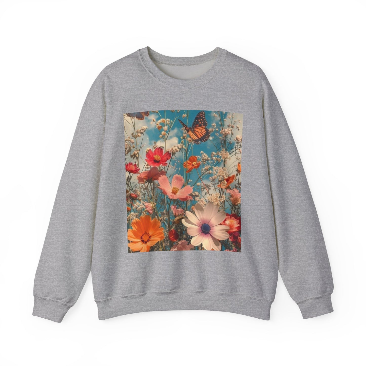 Floating Butterfly Sweatshirt - Cozy Unisex Crewneck for Nature Lovers, Spring Fashion, Gift, Outdoor Adventures, Seasonal Wear
