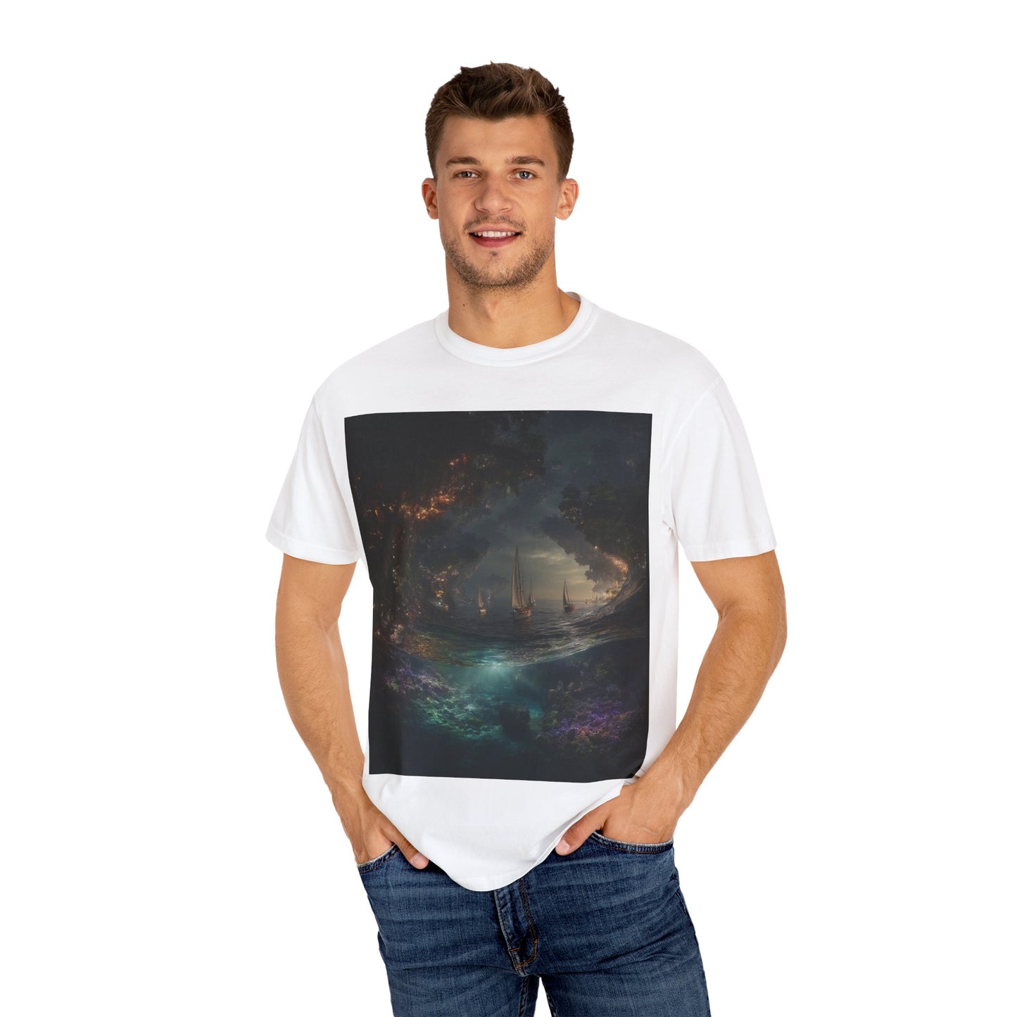 Enchanted Forest Unisex T-shirt, Cozy Casual Wear, Nature Lover Gift, Fantasy Graphic Tee, Unique Outdoor Adventure Shirt