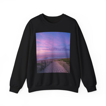 Sunrise Beach Moon Purple Clouds Sweatshirt