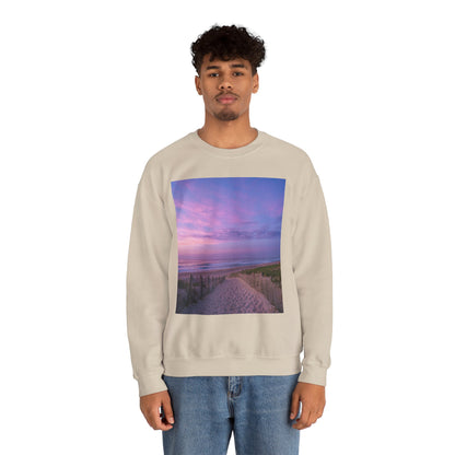 Sunrise Beach Moon Purple Clouds Sweatshirt