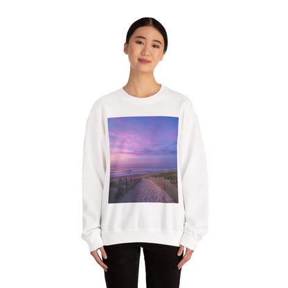 Sunrise Beach Moon Purple Clouds Sweatshirt