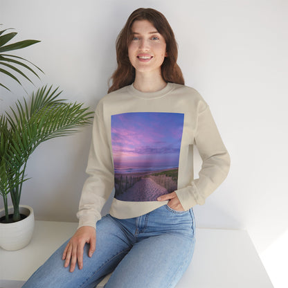 Sunrise Beach Moon Purple Clouds Sweatshirt