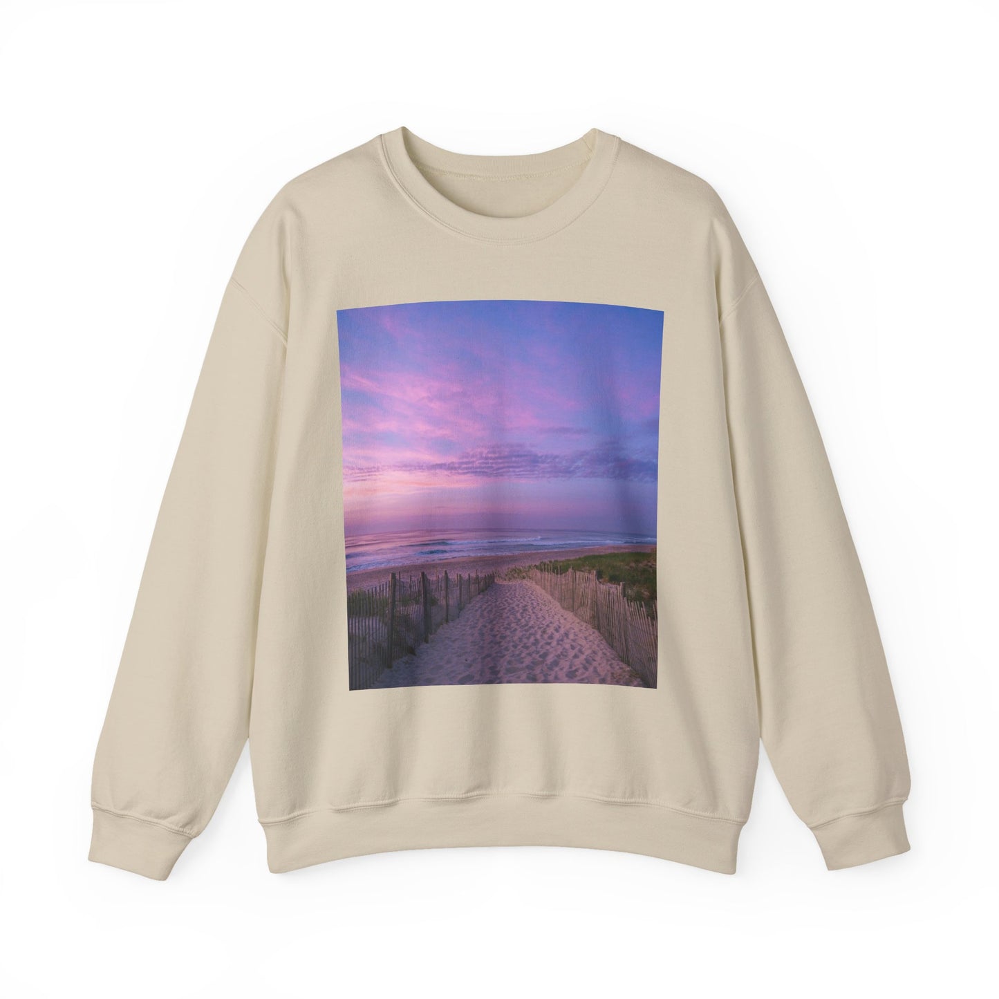 Sunrise Beach Moon Purple Clouds Sweatshirt
