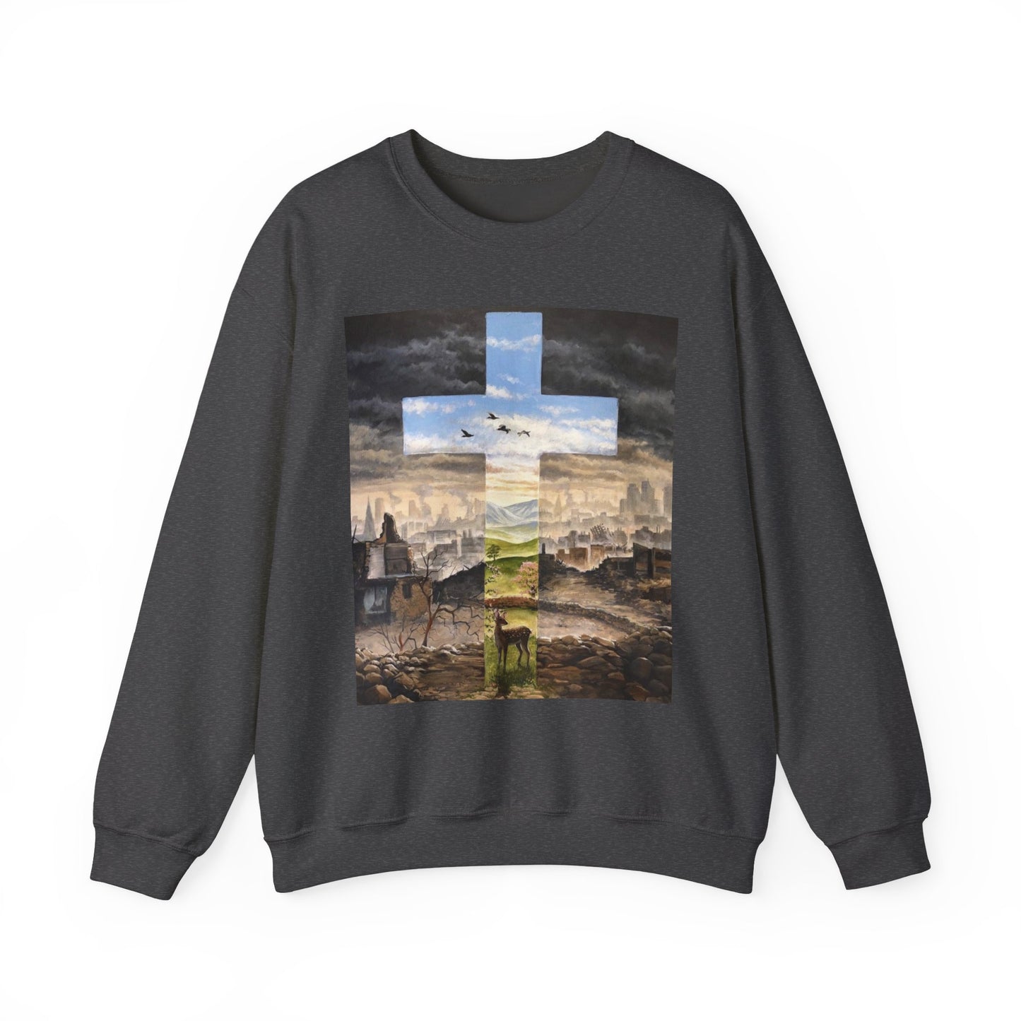 Inspirational Cross Crewneck Sweatshirt - Cozy Christian Apparel, Faith-Based Gift, Spiritual Outfit, Everyday Wear, Religious Sweatshirt