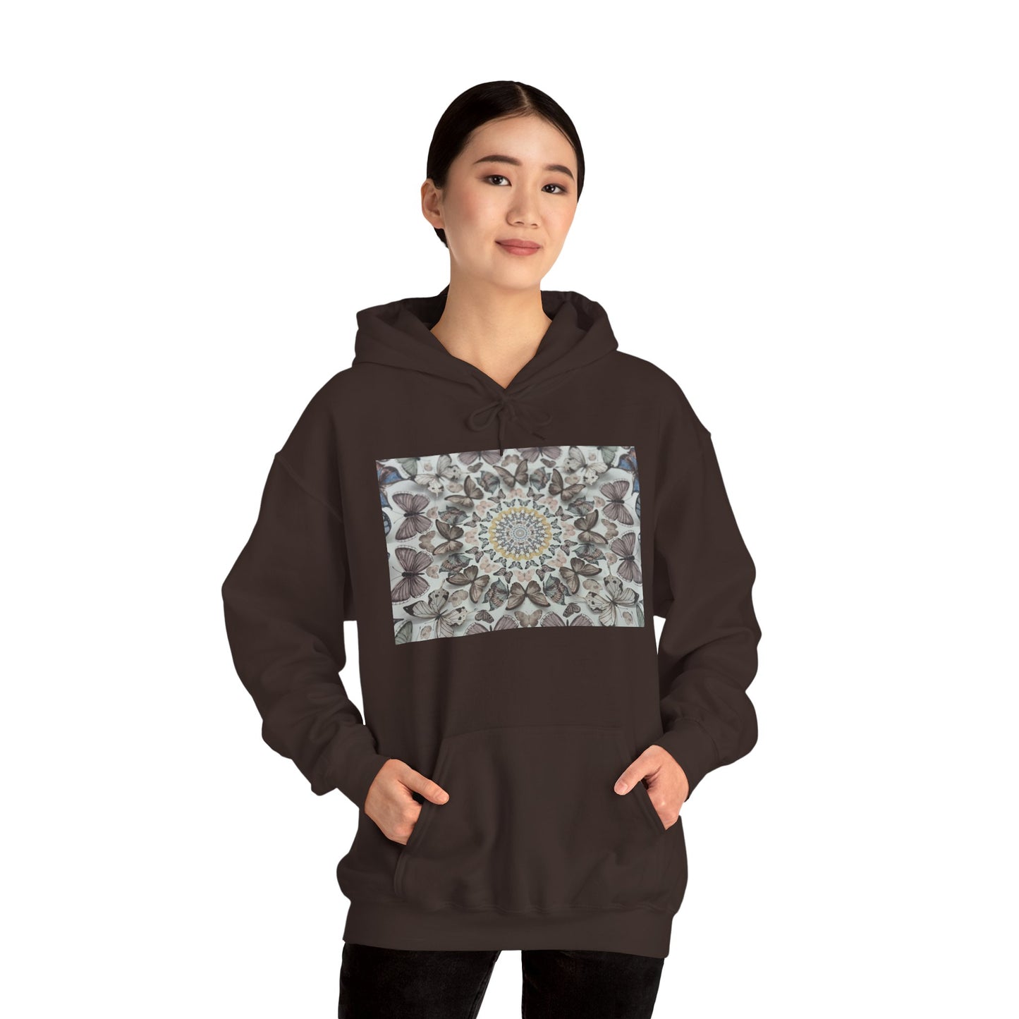 Butterfly Mandala Hoodie, Cozy Sweatshirt, Unisex Hooded Sweatshirt, Festival Wear, Gift for Yogis, Casual Layering