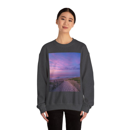 Sunrise Beach Moon Purple Clouds Sweatshirt