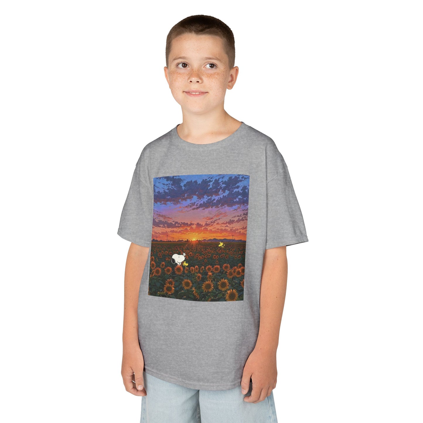 Kids T-Shirt - Sunflower Field Hide and Seek Snoopy and Friends Design