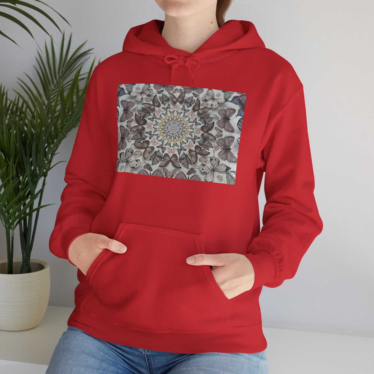 Butterfly Mandala Hoodie, Cozy Sweatshirt, Unisex Hooded Sweatshirt, Festival Wear, Gift for Yogis, Casual Layering