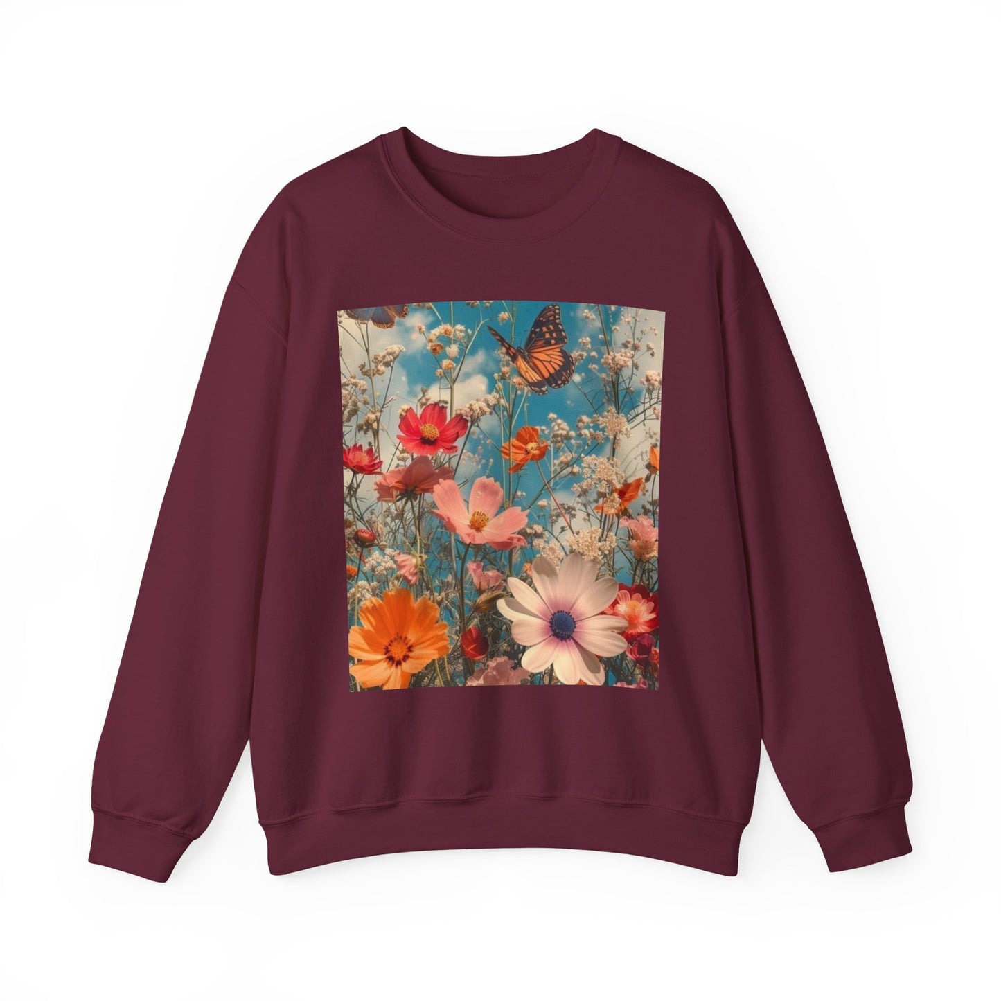 Floating Butterfly Sweatshirt - Cozy Unisex Crewneck for Nature Lovers, Spring Fashion, Gift, Outdoor Adventures, Seasonal Wear