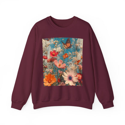 Floating Butterfly Sweatshirt - Cozy Unisex Crewneck for Nature Lovers, Spring Fashion, Gift, Outdoor Adventures, Seasonal Wear