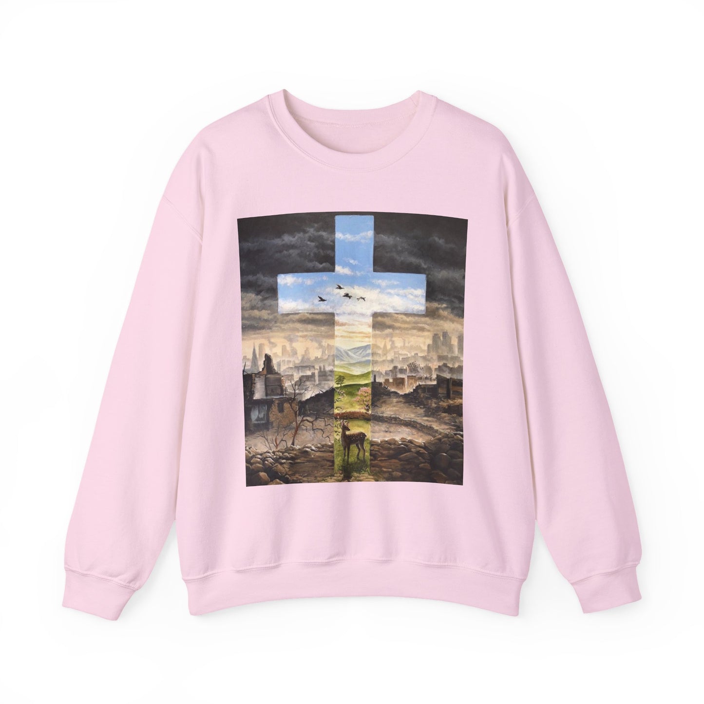 Inspirational Cross Crewneck Sweatshirt - Cozy Christian Apparel, Faith-Based Gift, Spiritual Outfit, Everyday Wear, Religious Sweatshirt