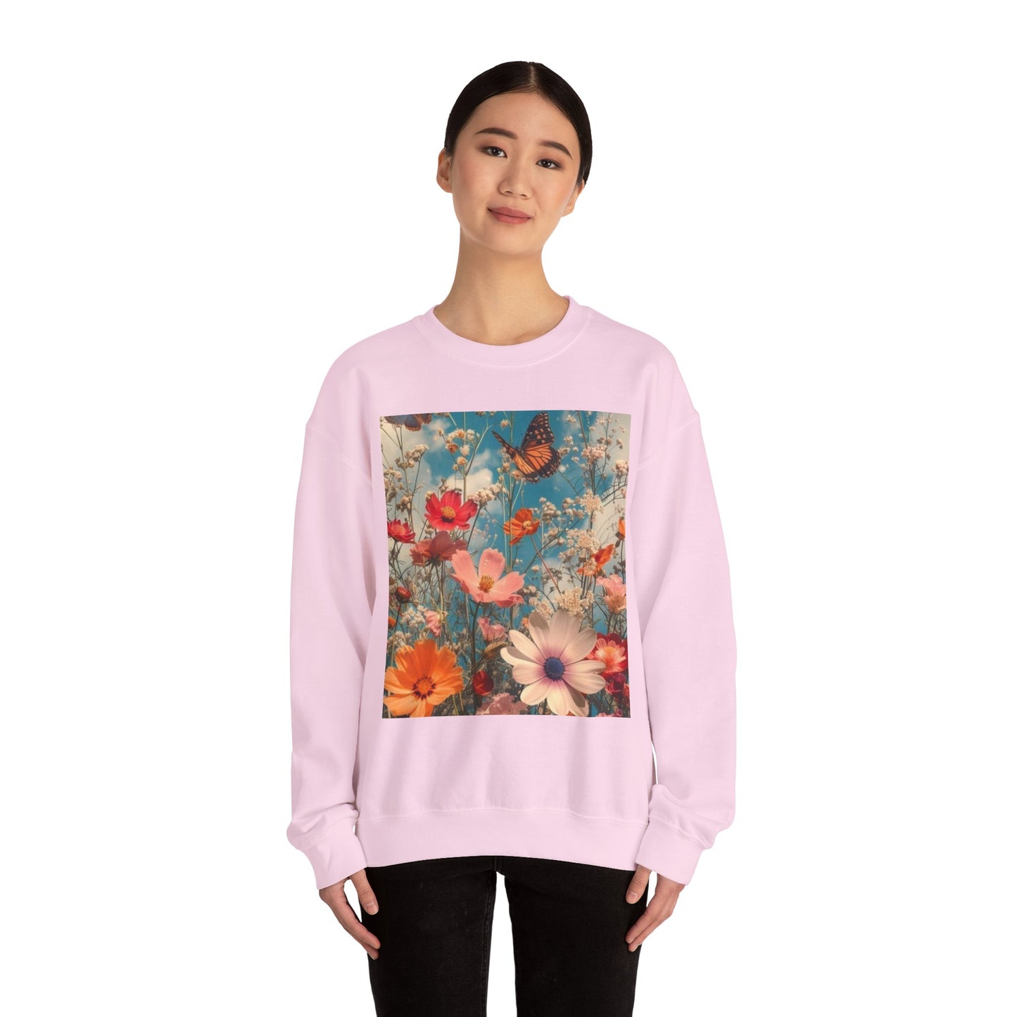 Floating Butterfly Sweatshirt - Cozy Unisex Crewneck for Nature Lovers, Spring Fashion, Gift, Outdoor Adventures, Seasonal Wear