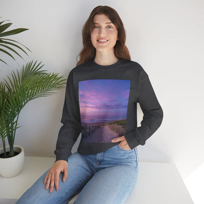Sunrise Beach Moon Purple Clouds Sweatshirt