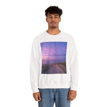 Sunrise Beach Moon Purple Clouds Sweatshirt