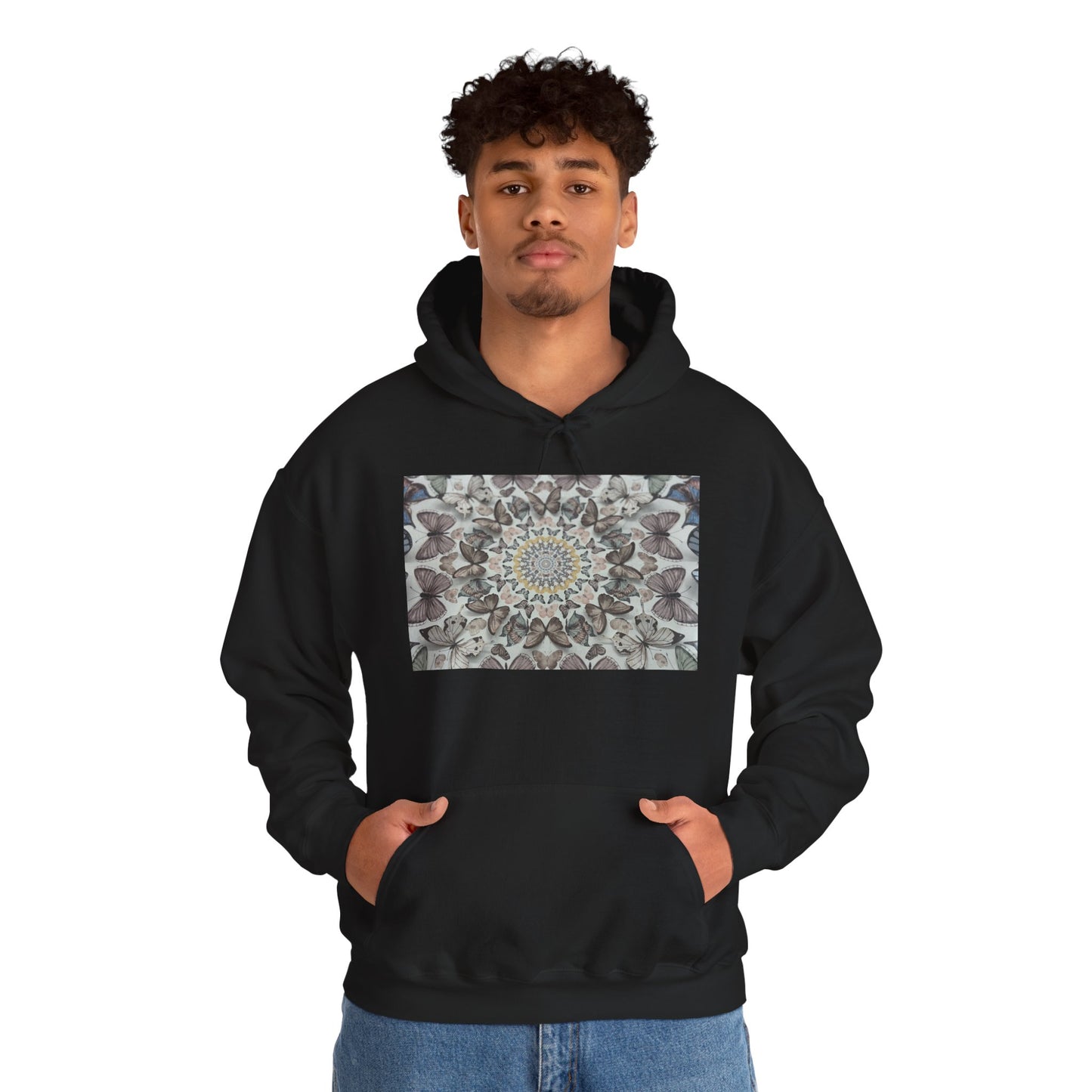 Butterfly Mandala Hoodie, Cozy Sweatshirt, Unisex Hooded Sweatshirt, Festival Wear, Gift for Yogis, Casual Layering