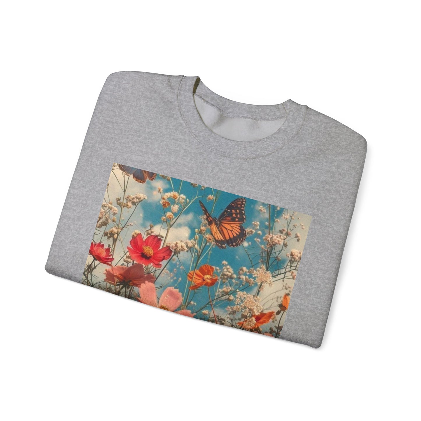 Floating Butterfly Sweatshirt - Cozy Unisex Crewneck for Nature Lovers, Spring Fashion, Gift, Outdoor Adventures, Seasonal Wear