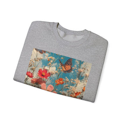Floating Butterfly Sweatshirt - Cozy Unisex Crewneck for Nature Lovers, Spring Fashion, Gift, Outdoor Adventures, Seasonal Wear