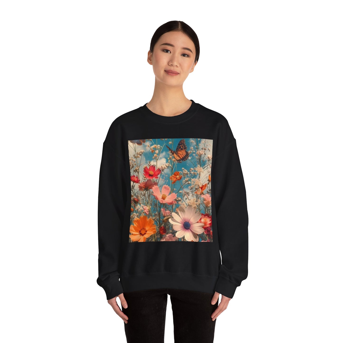 Floating Butterfly Sweatshirt - Cozy Unisex Crewneck for Nature Lovers, Spring Fashion, Gift, Outdoor Adventures, Seasonal Wear