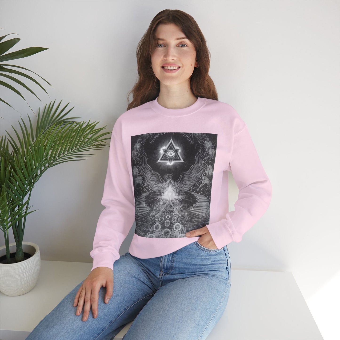 Cosmic Vibes Crewneck Sweatshirt, Unisex Graphic Sweater, Spiritual Gift, Astrology Apparel, Festival Wear, Comfort Fashion