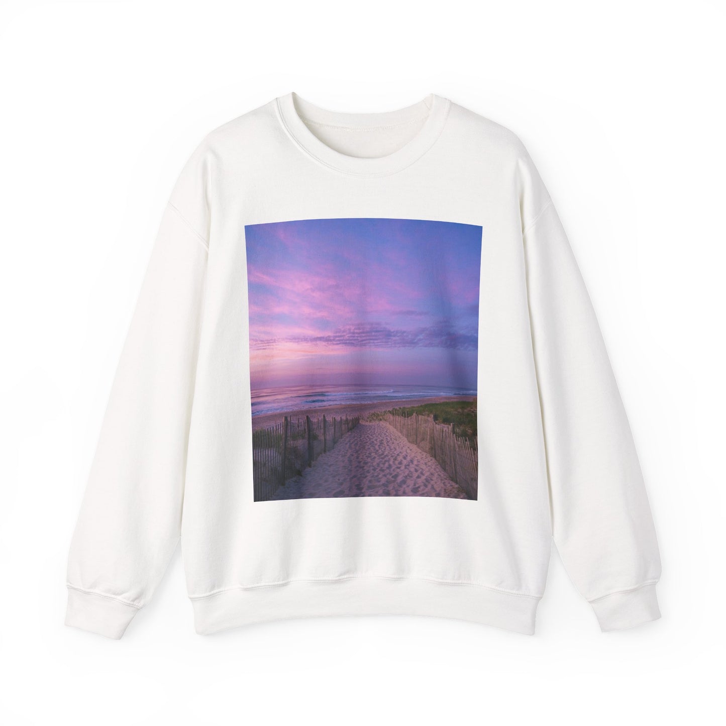 Sunrise Beach Moon Purple Clouds Sweatshirt