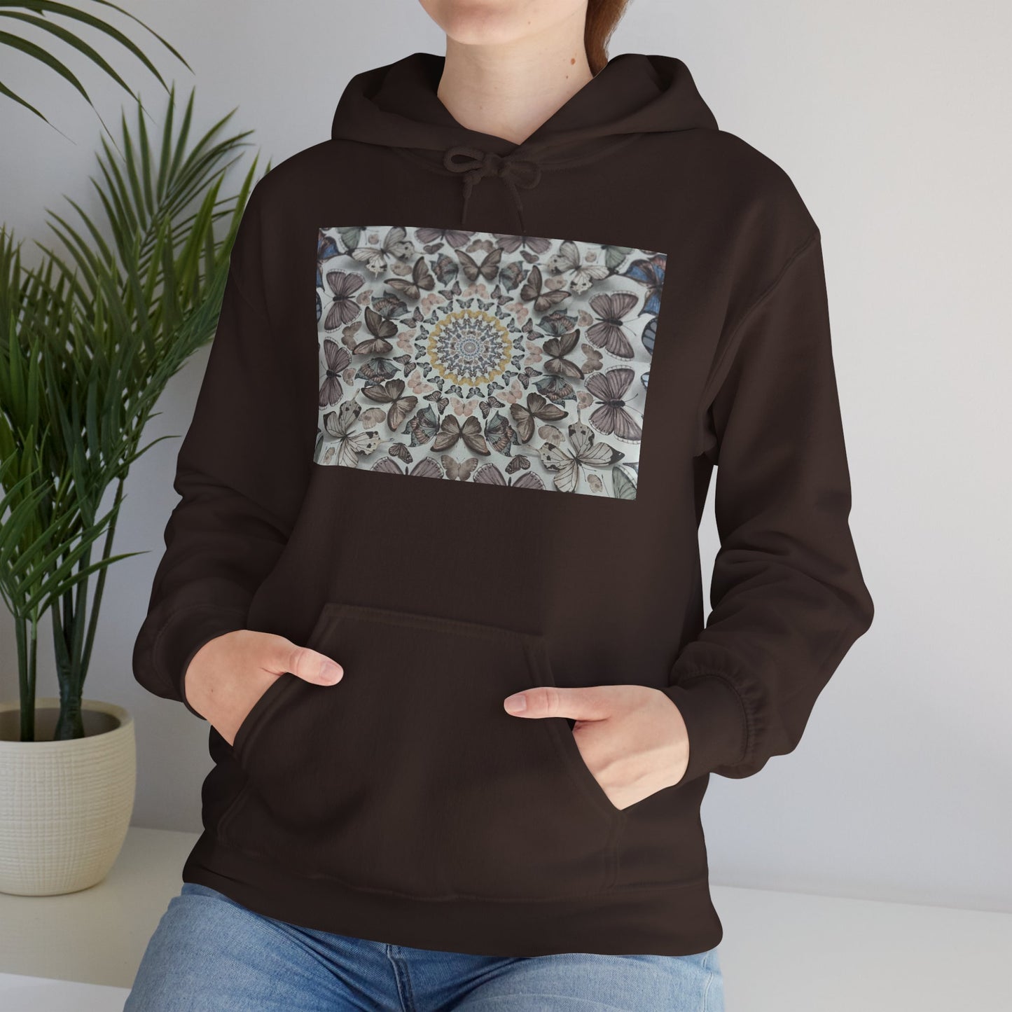 Butterfly Mandala Hoodie, Cozy Sweatshirt, Unisex Hooded Sweatshirt, Festival Wear, Gift for Yogis, Casual Layering