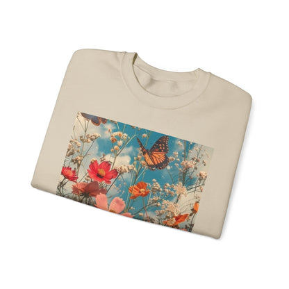 Floating Butterfly Sweatshirt - Cozy Unisex Crewneck for Nature Lovers, Spring Fashion, Gift, Outdoor Adventures, Seasonal Wear