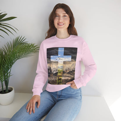 Inspirational Cross Crewneck Sweatshirt - Cozy Christian Apparel, Faith-Based Gift, Spiritual Outfit, Everyday Wear, Religious Sweatshirt