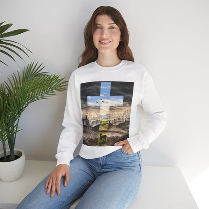 Inspirational Cross Crewneck Sweatshirt - Cozy Christian Apparel, Faith-Based Gift, Spiritual Outfit, Everyday Wear, Religious Sweatshirt