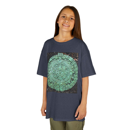 Aztec Calendar Kids Tee, Fun Kids Shirt, Historical Theme T-Shirt, Gift for Young Explorers, Black Cotton Tee for Special Occasions