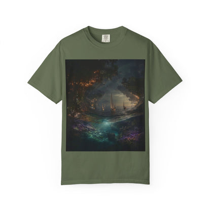 Enchanted Forest Unisex T-shirt, Cozy Casual Wear, Nature Lover Gift, Fantasy Graphic Tee, Unique Outdoor Adventure Shirt