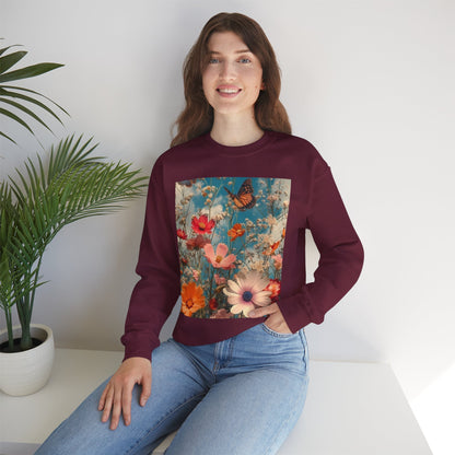 Floating Butterfly Sweatshirt - Cozy Unisex Crewneck for Nature Lovers, Spring Fashion, Gift, Outdoor Adventures, Seasonal Wear