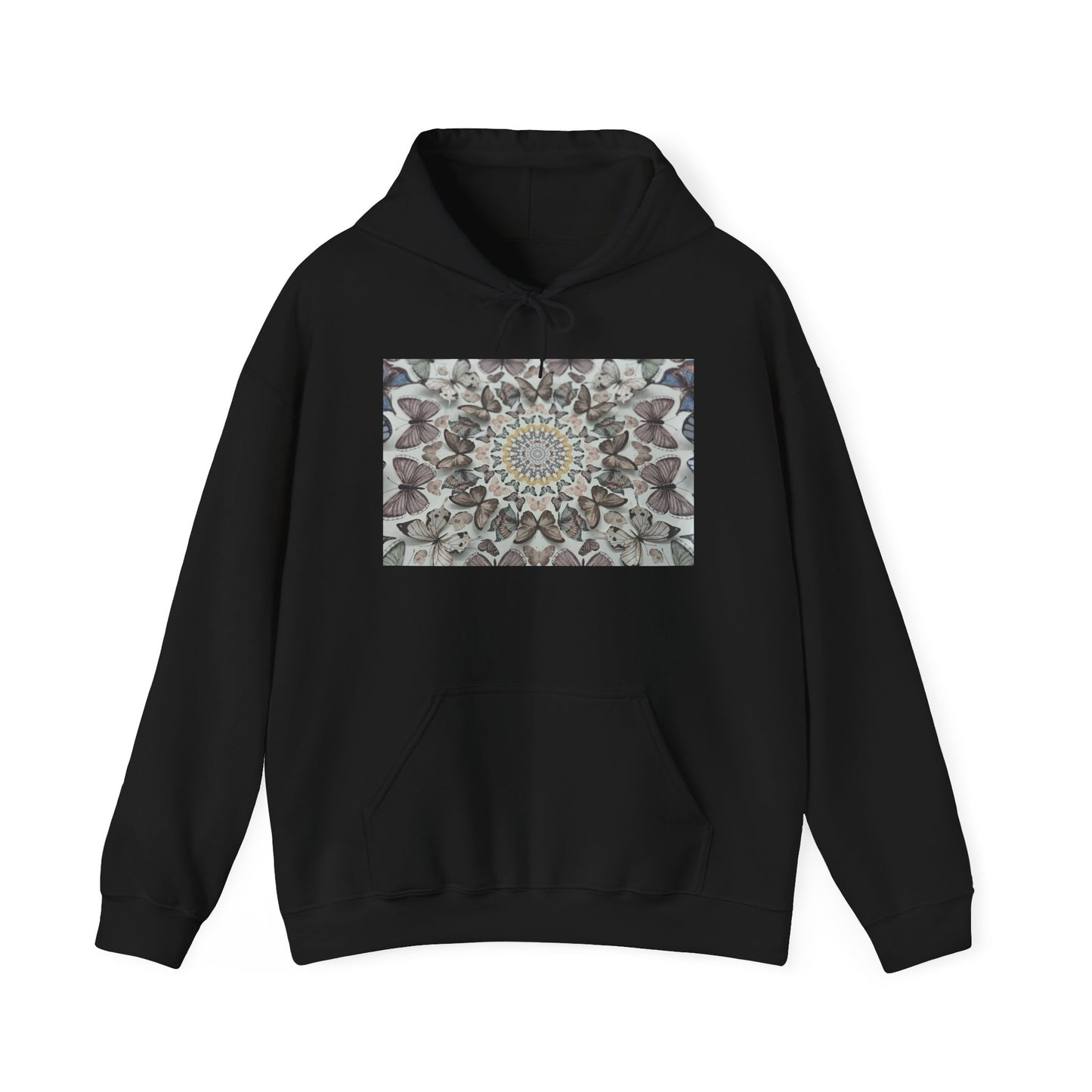 Butterfly Mandala Hoodie, Cozy Sweatshirt, Unisex Hooded Sweatshirt, Festival Wear, Gift for Yogis, Casual Layering