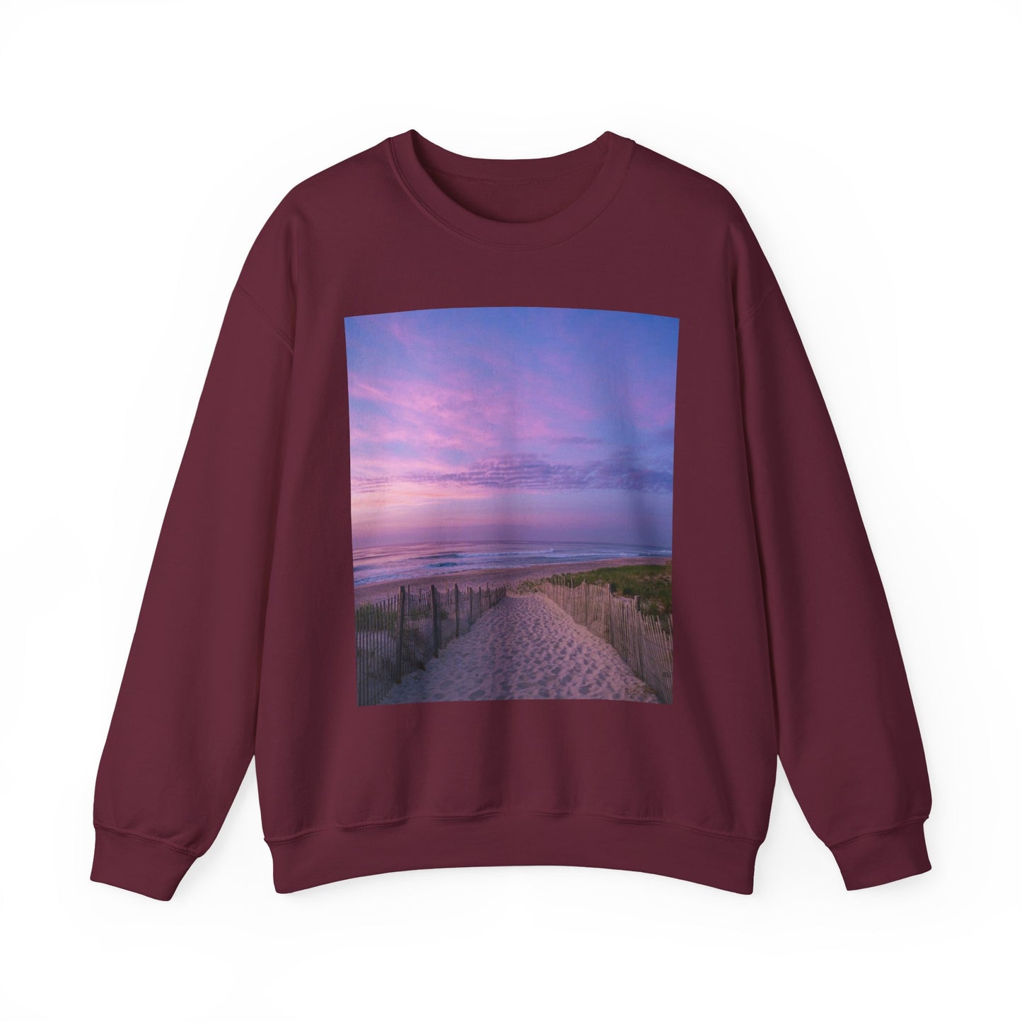 Sunrise Beach Moon Purple Clouds Sweatshirt