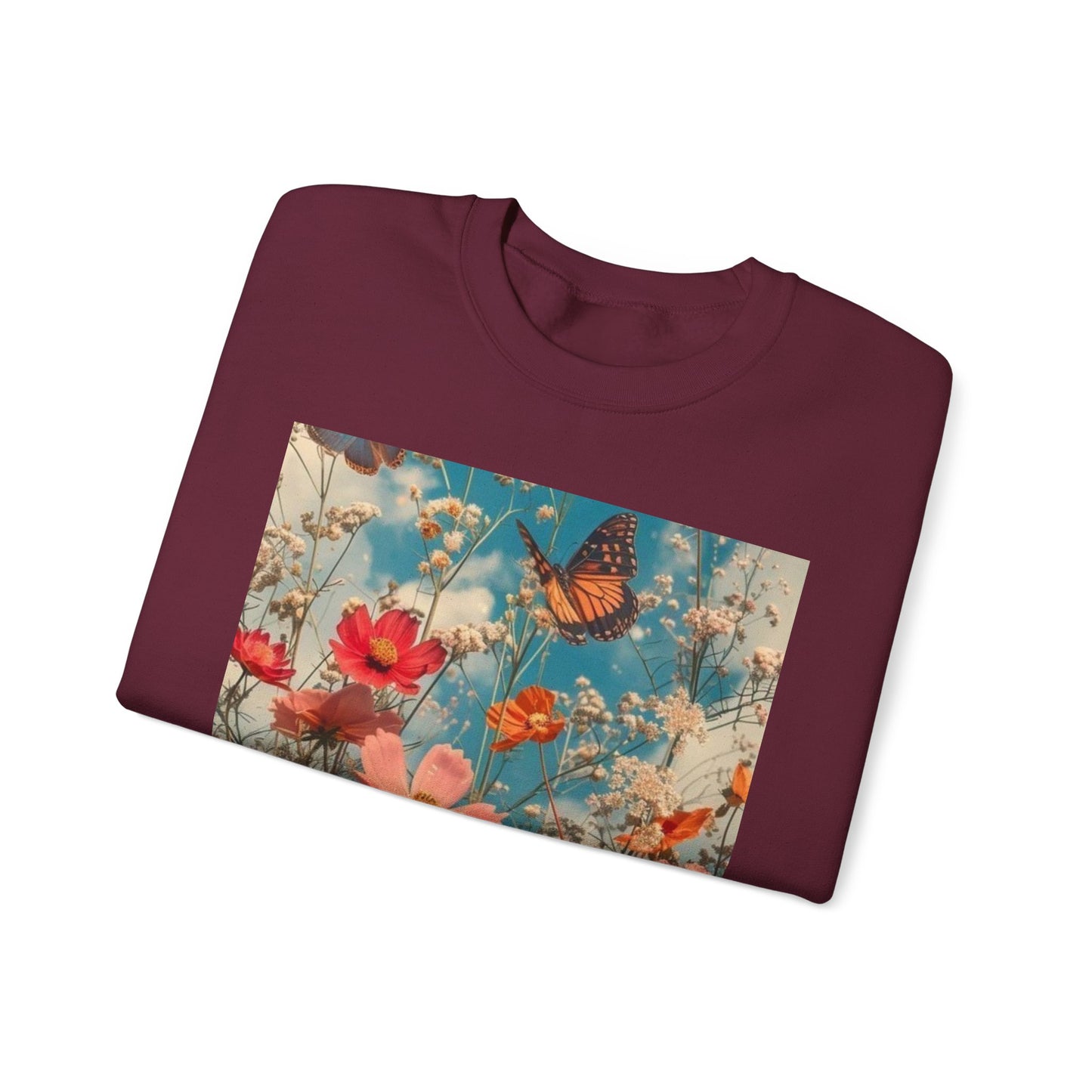 Floating Butterfly Sweatshirt - Cozy Unisex Crewneck for Nature Lovers, Spring Fashion, Gift, Outdoor Adventures, Seasonal Wear