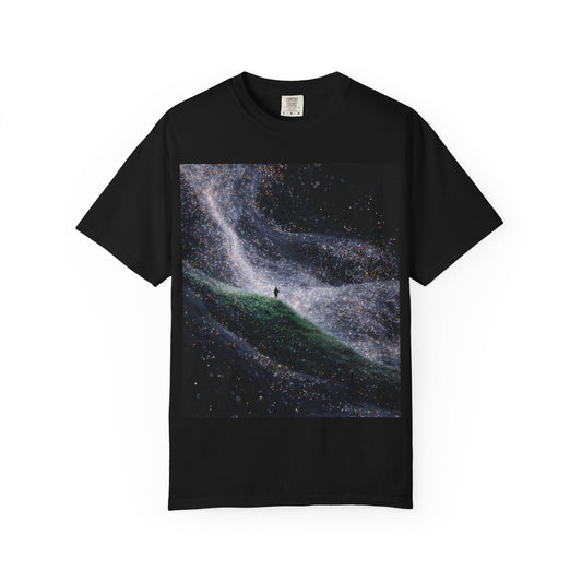 Galaxy Wanderer Garment-Dyed T-shirt, Cosmic Tee, Space Graphic Shirt, Universe Lovers Gift, Unisex Astrological Apparel