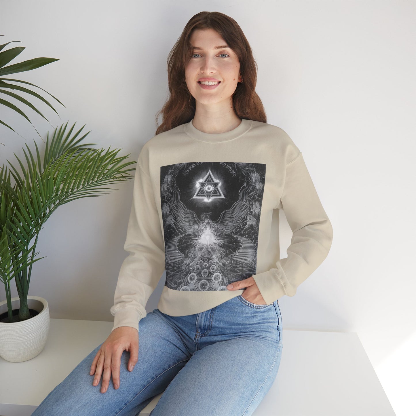 Cosmic Vibes Crewneck Sweatshirt, Unisex Graphic Sweater, Spiritual Gift, Astrology Apparel, Festival Wear, Comfort Fashion