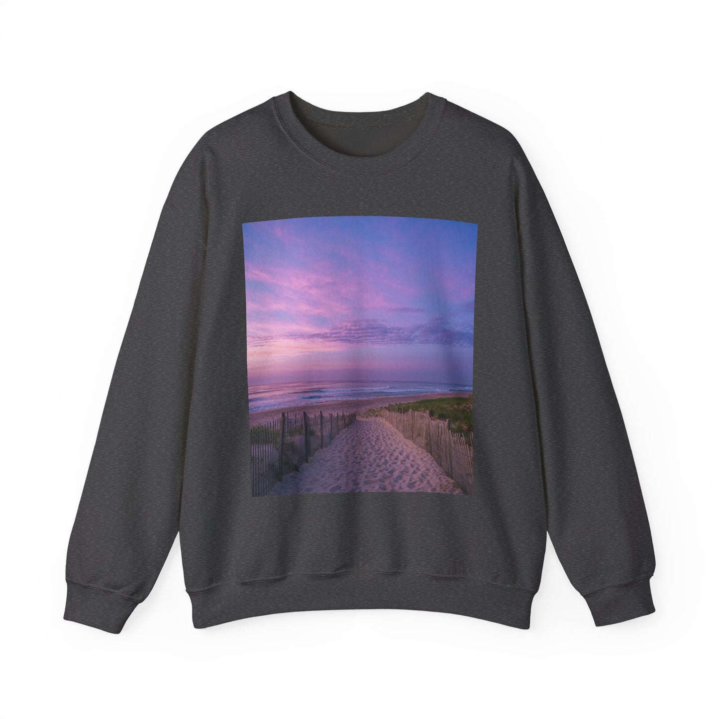 Sunrise Beach Moon Purple Clouds Sweatshirt