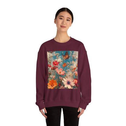 Floating Butterfly Sweatshirt - Cozy Unisex Crewneck for Nature Lovers, Spring Fashion, Gift, Outdoor Adventures, Seasonal Wear