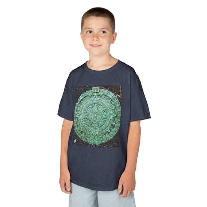 Aztec Calendar Kids Tee, Fun Kids Shirt, Historical Theme T-Shirt, Gift for Young Explorers, Black Cotton Tee for Special Occasions