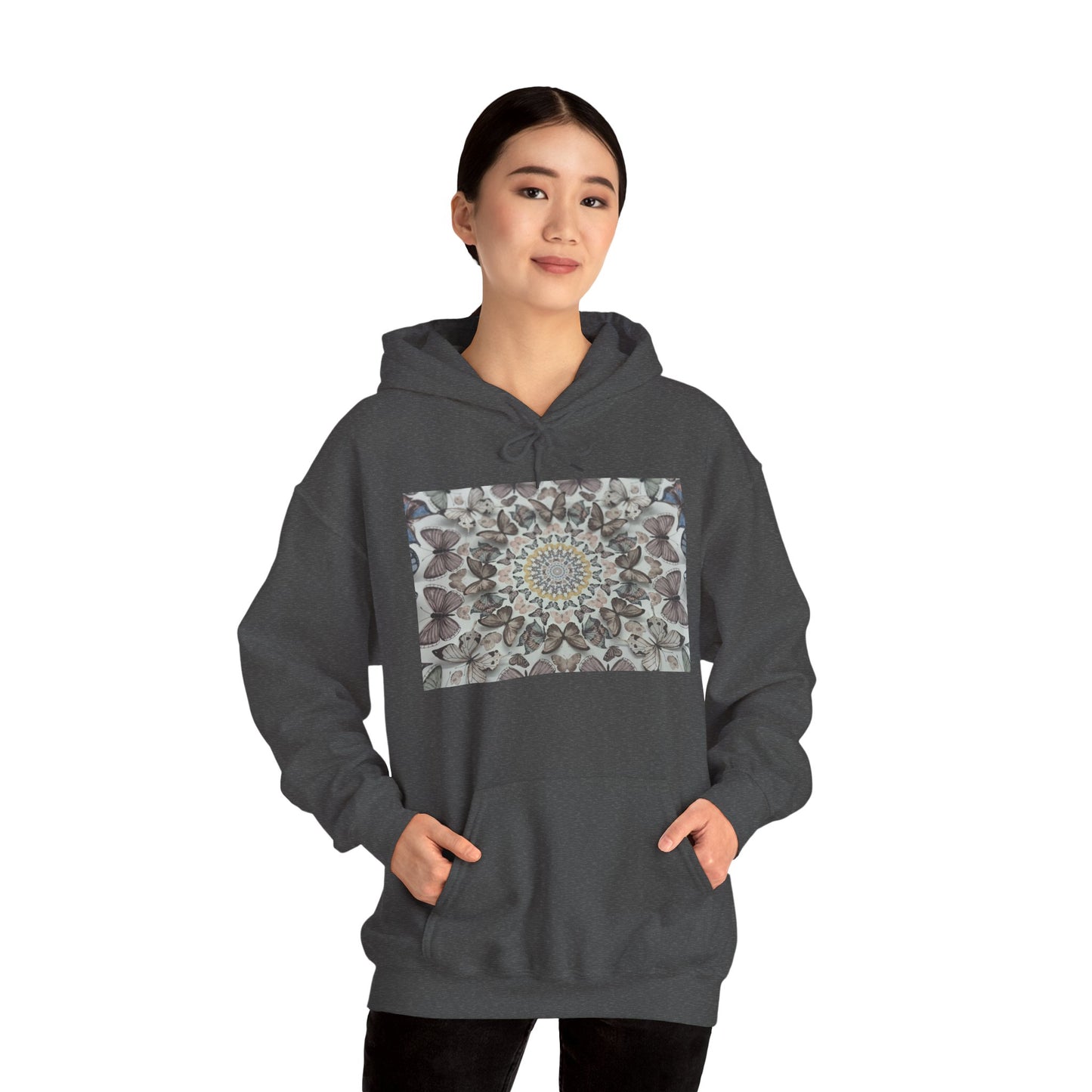 Butterfly Mandala Hoodie, Cozy Sweatshirt, Unisex Hooded Sweatshirt, Festival Wear, Gift for Yogis, Casual Layering