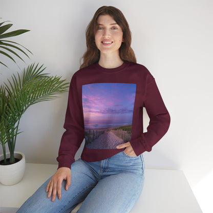Sunrise Beach Moon Purple Clouds Sweatshirt
