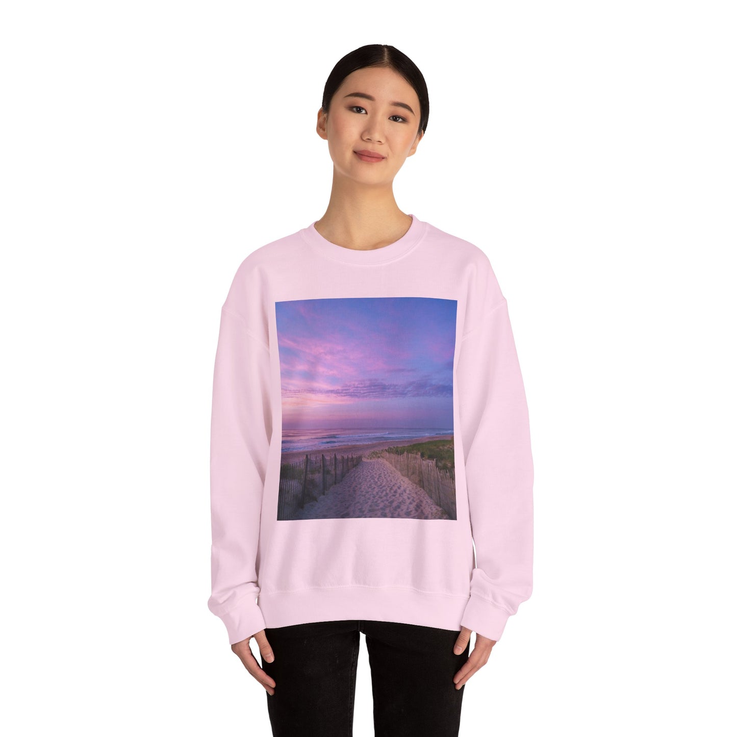 Sunrise Beach Moon Purple Clouds Sweatshirt