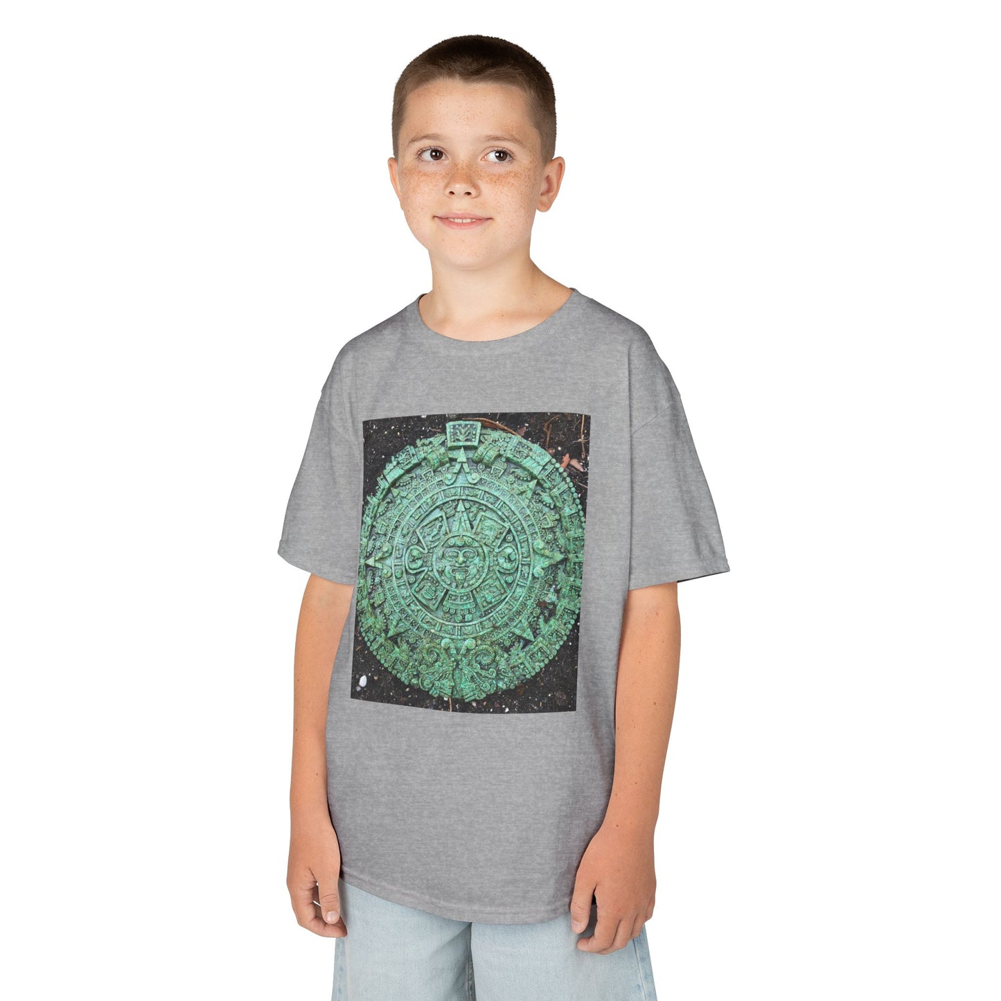 Aztec Calendar Kids Tee, Fun Kids Shirt, Historical Theme T-Shirt, Gift for Young Explorers, Black Cotton Tee for Special Occasions