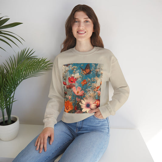 Floating Butterfly Sweatshirt - Cozy Unisex Crewneck for Nature Lovers, Spring Fashion, Gift, Outdoor Adventures, Seasonal Wear