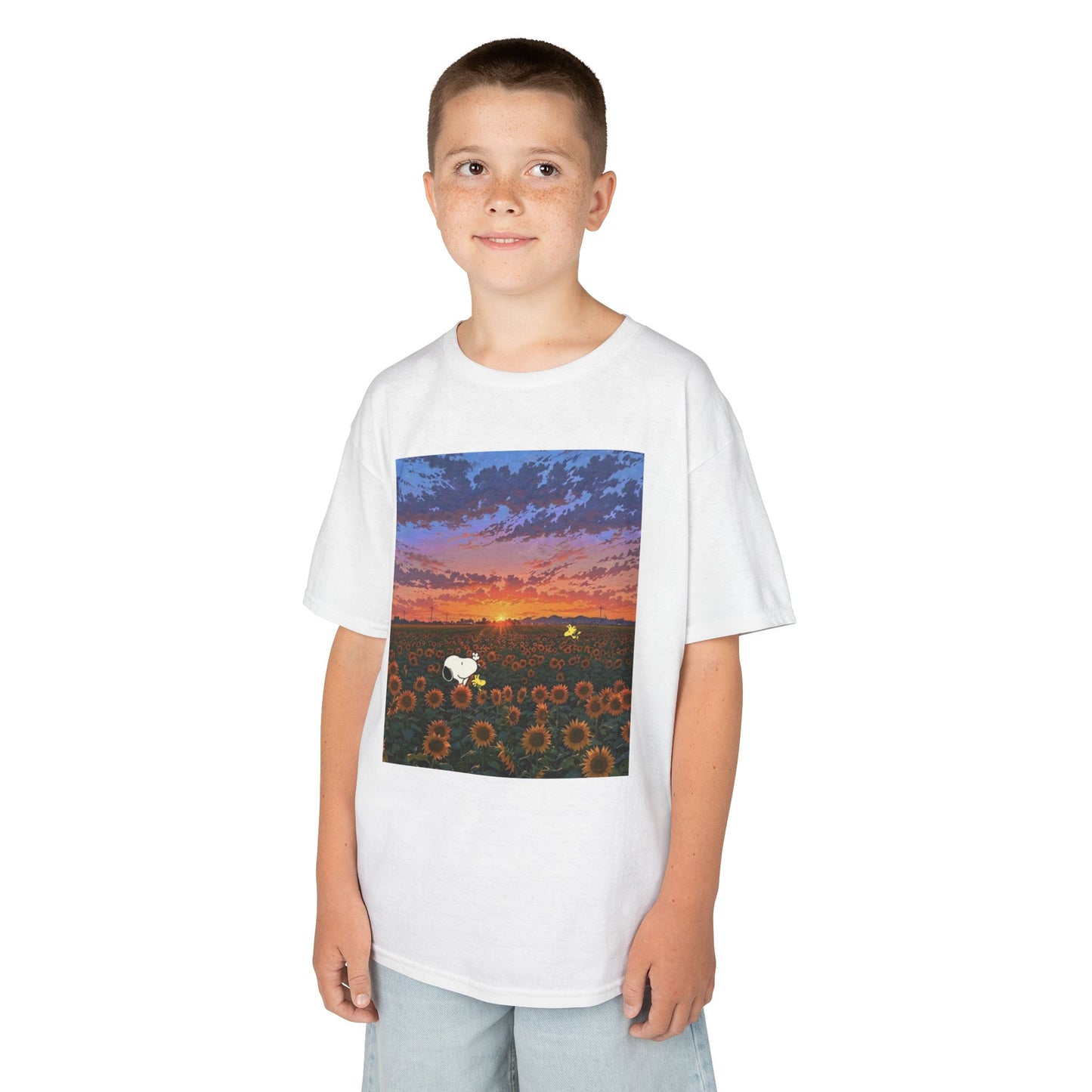 Kids T-Shirt - Sunflower Field Hide and Seek Snoopy and Friends Design