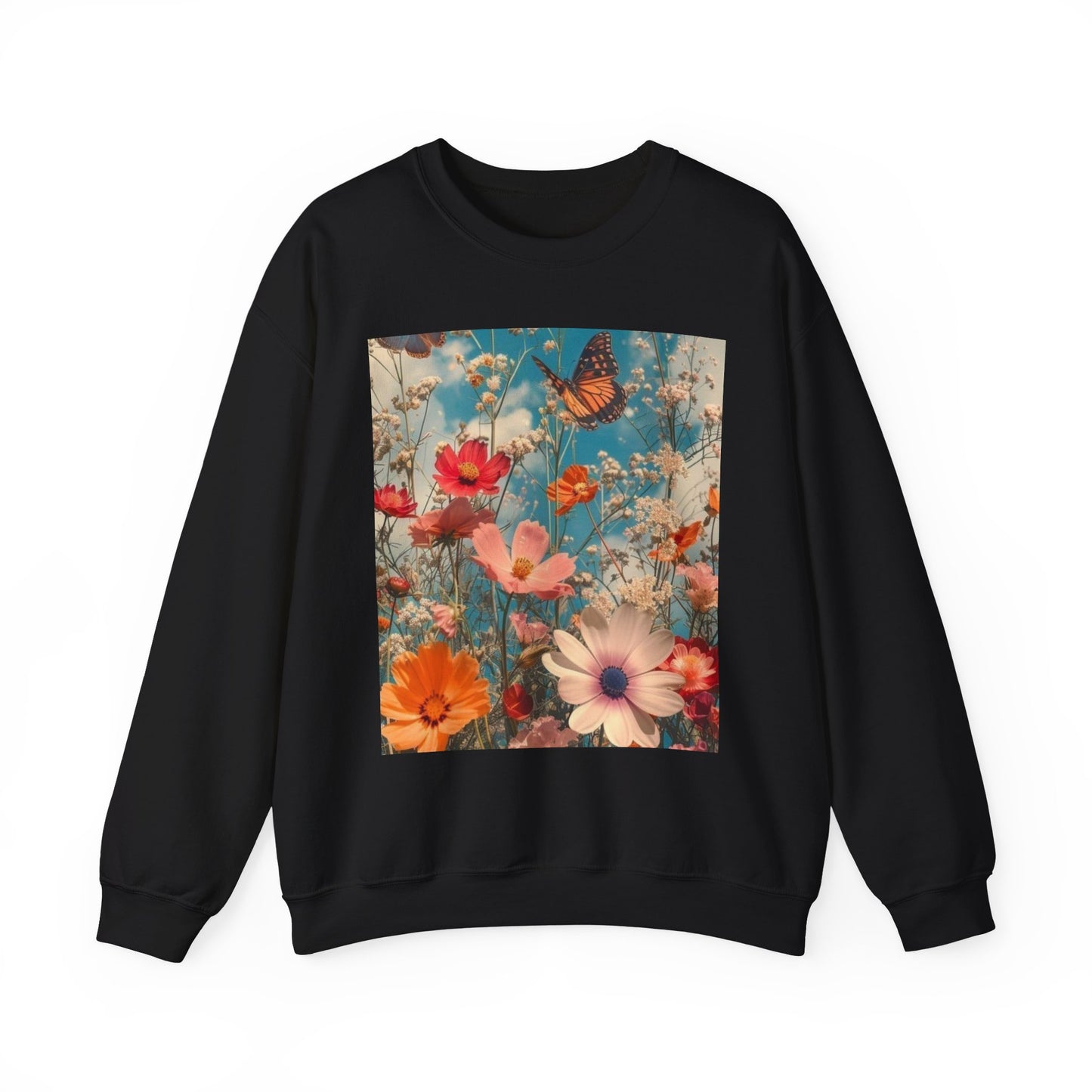 Floating Butterfly Sweatshirt - Cozy Unisex Crewneck for Nature Lovers, Spring Fashion, Gift, Outdoor Adventures, Seasonal Wear